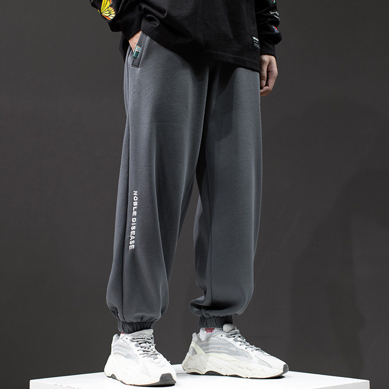 Tooling Sweatpants Male Tide Card Street American Bunches Sports Pants Autumn Winter Loose 100 Hitch Pure Color Small Feet Casual Pants