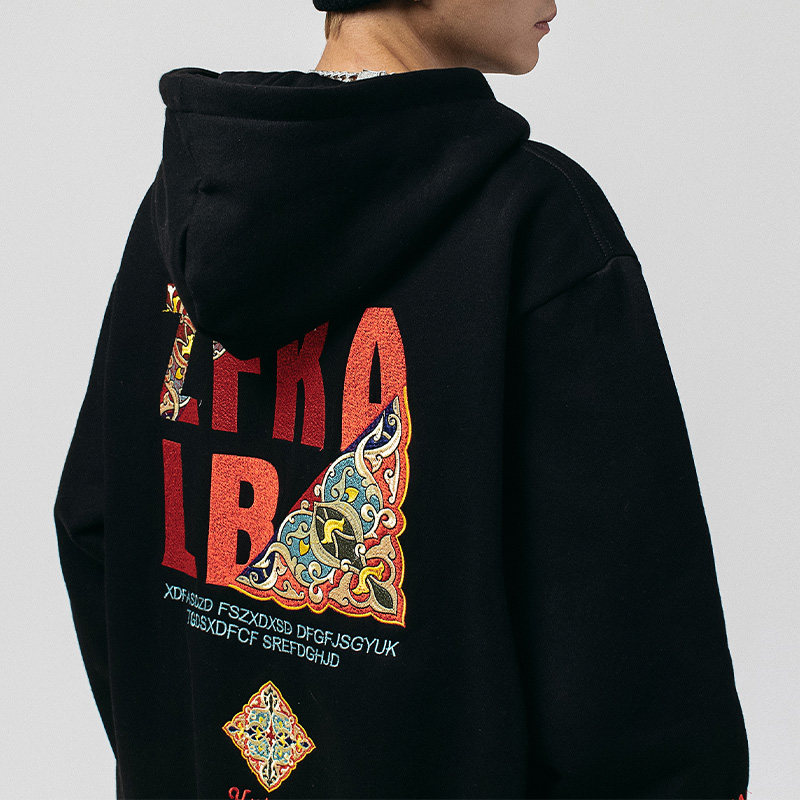 Tide block Guoxian National Wind Embroidery Hat Sweatshirt Men Couple Restorative Oversize Couple