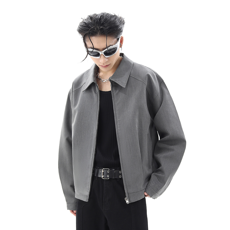 Cleanfit Short Gray Jacket Men's Autumn and Winter Trendy American Style Zipper Lapel Executive Early Autumn Jacket Top Cleanfit Short Gray Jacket Men's Autumn and Winter Trendy American Style Zipper Lapel Executive Early Autumn Jacket Top