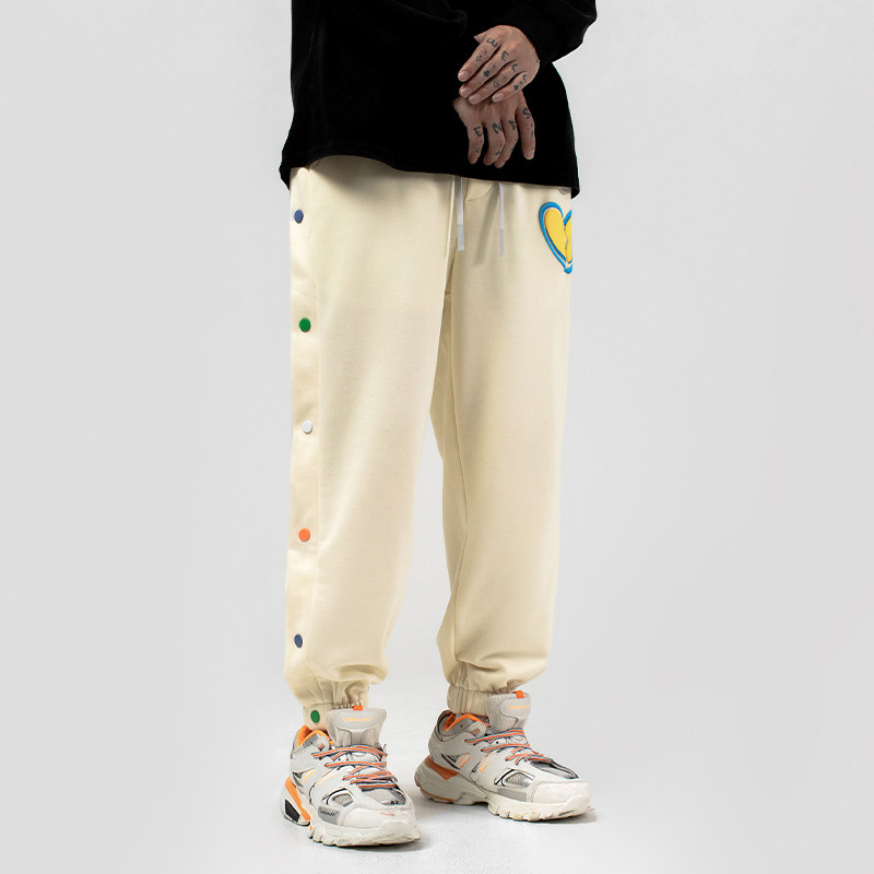 Tide Block Street Tide Card Love Printed Volleyball Buttoned Men Innets Red Overfire Lovers Sports Bouquet Pants