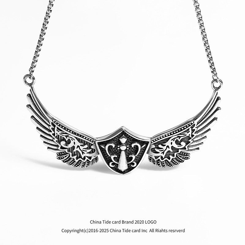 Original tidal signs European and American small crowddesign Titanium Steel Pendant Angel's winged necklace pendant male and female lovers accessories