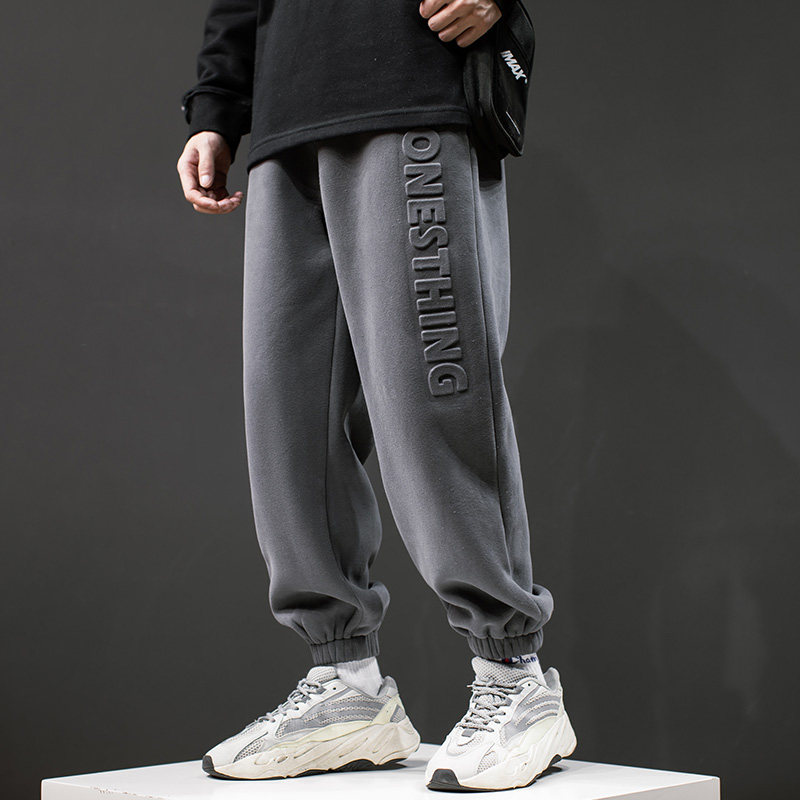 Spring clothing new solid color casual sports thick cotton pants men's tide brand retro loose all-match trend tooling small feet trousers