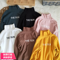 Male and female child half high collar letter beating bottom shirt pure cotton baby 100 lapped ocean qi child long sleeve beat bottom shirt spring autumn and winter tide