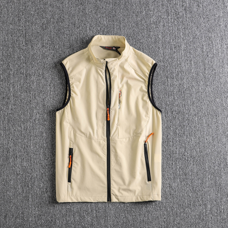 Men's Vest, New Summer Style, Breathable, Elastic, Sleeveless Vest, Outdoor Running and Mountaineering Sports Cardigan, Single-Layer Vest
