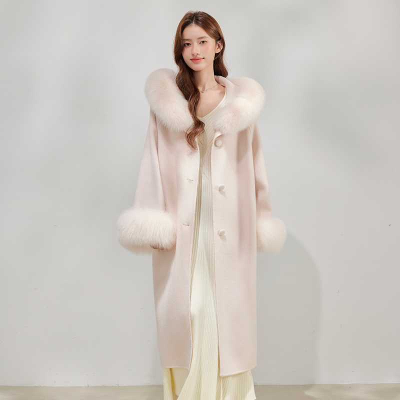 Chen Youyi under Mount Fuji Fox Fur Collar Woolen Coat for Women, Long Style, New for Autumn and Winter 2026