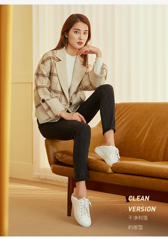 Fan Si Lan En Xiao Nizi áo khoác nữ đoạn ngắn 2018 mùa đông phiên bản mới của Hàn Quốc áo lưới len hai mặt lỏng lẻo