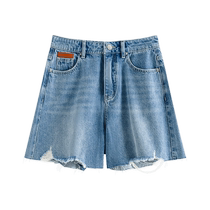 Fan Silan fashionable high street travel handsome denim shorts womens 2024 summer new high waist pants 12480