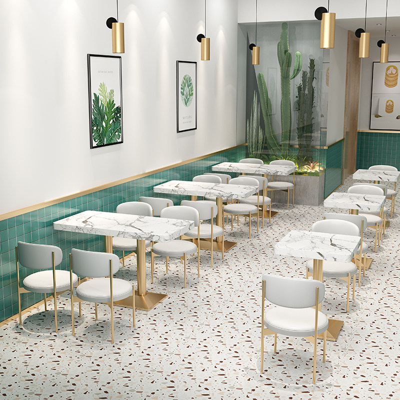 Milk Tea Shop Table And Chairs Net Red Composition Light Extravagant Chair Dessert Western Dining Cassette Sofa Iron Art Commercial Burger Café