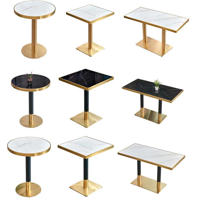 Milk Tea Shop Table and Chair Marble Light Luxury Negotiation Reception Small Roundtable Dessert Dessert Restaurant Cafe