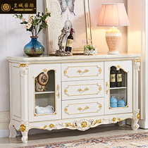 European - style all - solid wood marble bedroom cabinet locker kitchen tea cabinet dining cabinet cabinet
