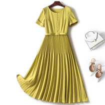 Oulie Shenzhen womens elegant woven pleated dress 2022 summer new fashion simple skirt 85113