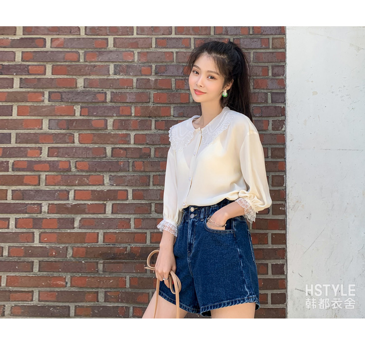 Handu quần áo nhà 2019 hè mới dành cho nữ phiên bản Hàn Quốc của quần short denim cạp cao rộng quần lửng mỏng dành cho sinh viên - Quần jean quần bò nữ đẹp