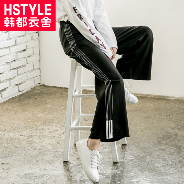 韩都衣舍 竖条纹阔腿运动裤 天猫优惠券折后￥62包邮（￥132-70）