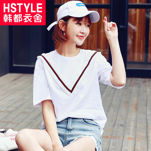 韩都衣舍 圆领拼接T恤 天猫优惠券折后￥56包邮（￥116-60）