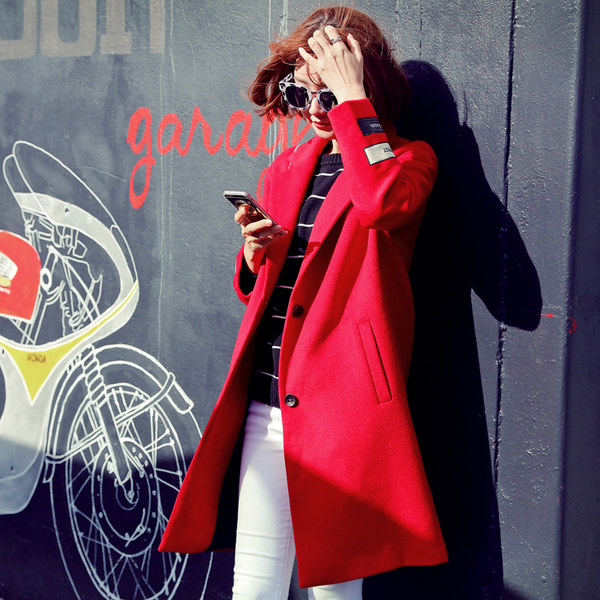 韩都衣舍 韩版女式中长款羊毛呢大衣 优惠券折后￥139包邮（￥329-190）