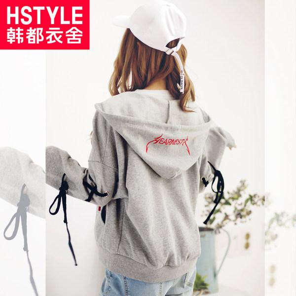 韩都衣舍 18年春季新款 字母刺绣 女式宽松连帽外套 天猫优惠券折后￥86包邮（￥186-100）