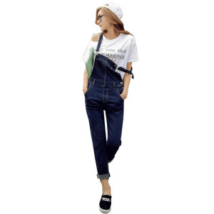 韩都衣舍2017韩版女装春装新款显瘦牛仔裤背带裤女长裤YK5715