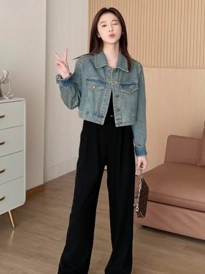 美式复古牛仔外套女2025春季新款爆款小个子休闲宽松短款夹克上衣