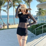 Брендовый купальник, сексуальный комплект, поддерживающий лонгслив, 3 предмета, высокая талия, по фигуре