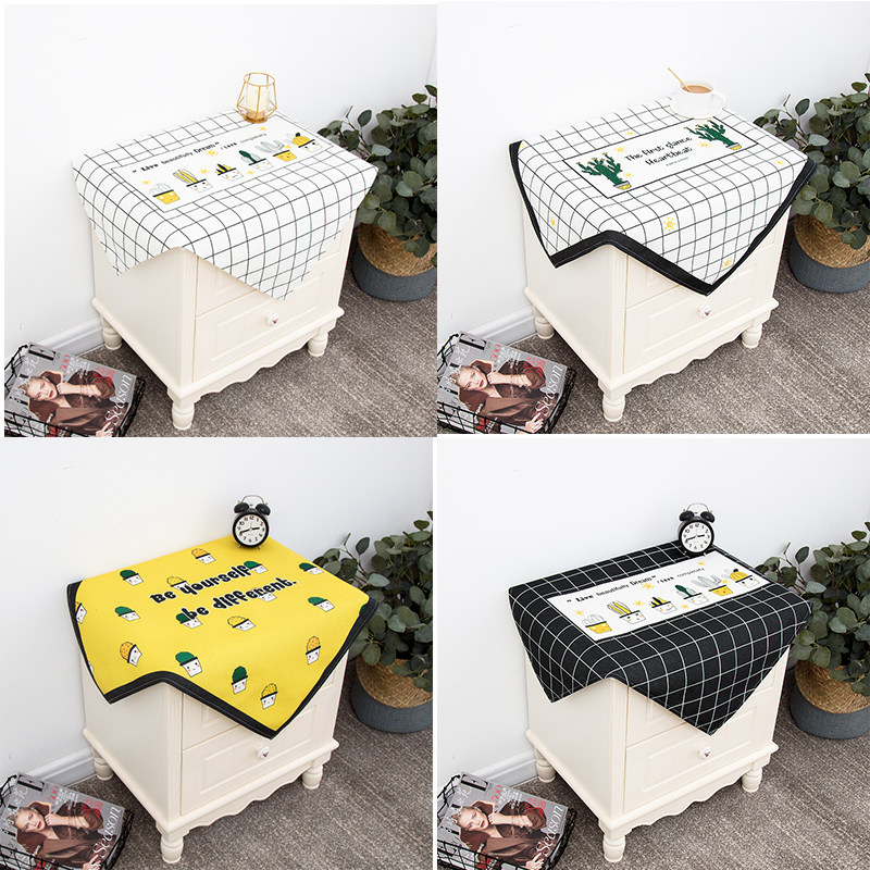 Literary fan net red ins bedroom bedside cabinet cover cloth dust-proof tablecloth cover towel thickened cotton and linen cloth art protective cover