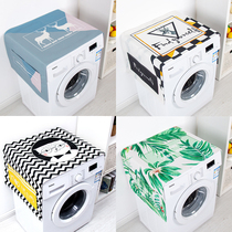 Nordic simple drum laundry Hood refrigerator dust cover sunscreen cotton linen waterproof cover cloth bedside cabinet cover towel