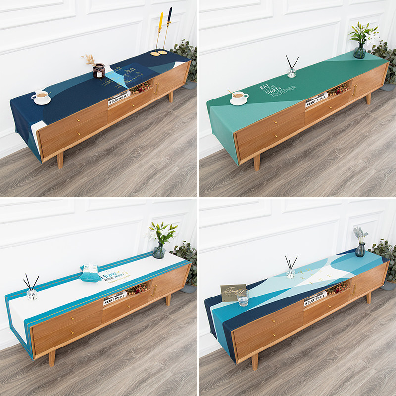 Nordic Wind Cotton TV Cabinet cover Waterproof and Dust-resistant Simple Geometric Table Table Flag Rectangular Table Cloth Art