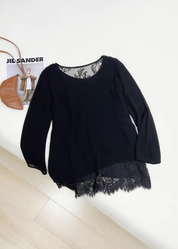 Summer New Plus-Size Women's Fashion Loose Long-Sleeve Shirt, Casual Versatile Lace Patchwork Blouse