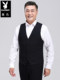 花花公子西装马甲男商务休闲外穿马夹中老年宽松活动婚礼背心坎肩