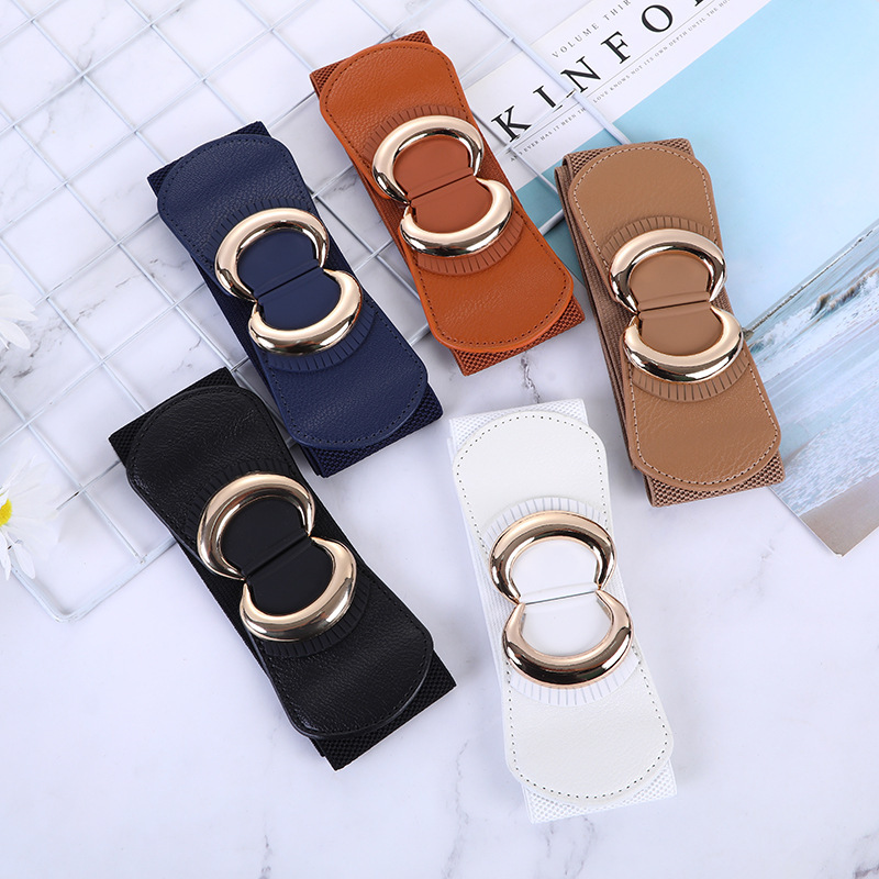 Women's Elastic Waistband Fashionable Korean Style Buckle down Jacket Dress New Wide Belt Women's Elastic Waistband Fashionable Korean Style Buckle down Jacket Dress New Wide Belt