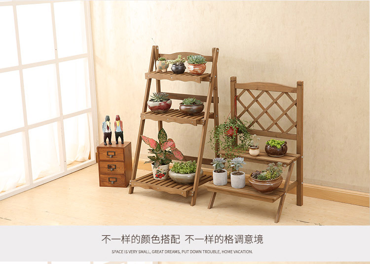 Bộ 3 mảnh nhiều lớp gỗ gấp hoa đứng phòng khách ban công ngoài trời thang gỗ kệ hoa giá thịt - Kệ kệ gỗ để giày