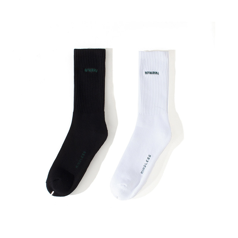 zakka Four Seasons Tide brand long tube sports letter jacquard simple plain plain color socks men and women