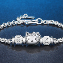Gold Shop Foot Silver 990 Pure Silver Bracelet Korean Version Fashion KT Cat Bracelet Women in small crowdsourced design Jewelry