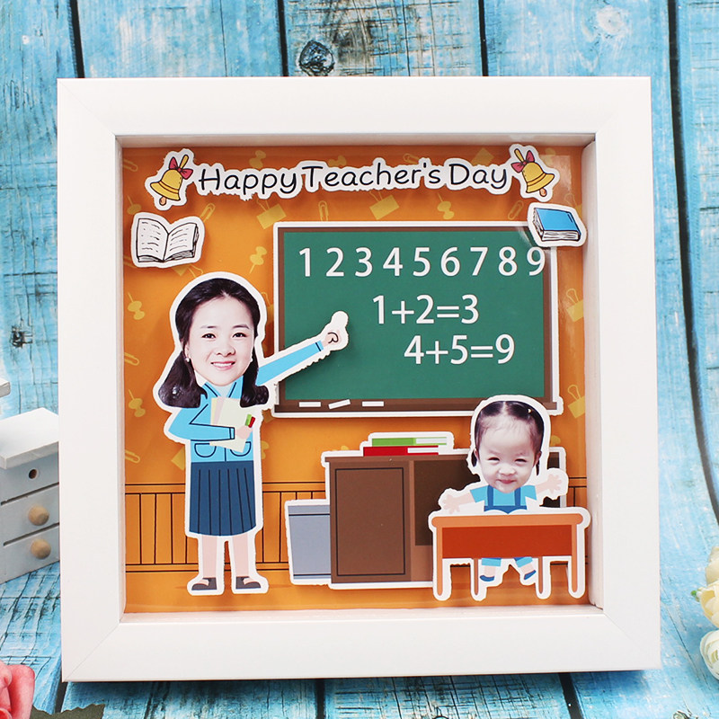 Customized Diy Photo Creative Wooden Stereo Frame Teacher Festival Creative Gift to Teacher Set Gift