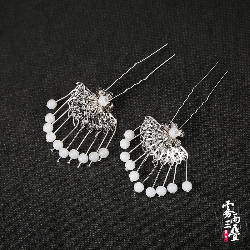 手工古风古装古代汉服配饰品头饰发饰U型发簪子发钗子花千骨同款