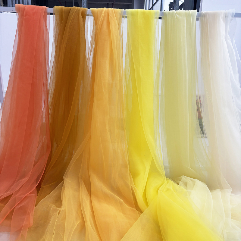 Orange Light Yellow Gauze Mesh Fabric for Mid-Autumn Festival Kindergarten Decoration, Wedding Scene Arrangement, Light and Soft Gauze