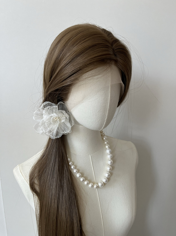 【Imported Japanese Silk】Green-Brown! 13×3.5 Large Lace, Freely Parted, Hand-Crocheted Lace, High-Temperature Silk Wig
