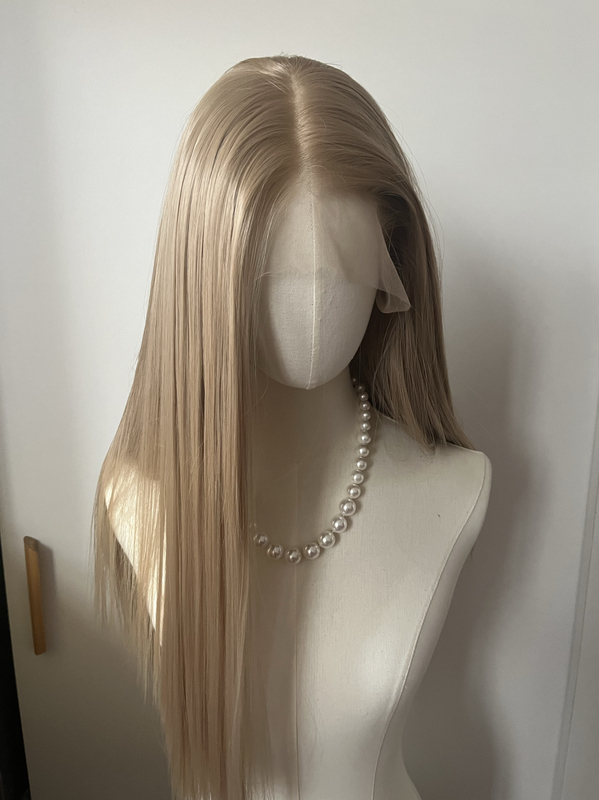 Flat Head Xiaoxu, Glass Sand Gold ~13×6 Extra Large Lace Hand-Crocheted High-Temperature Fiber Wig
