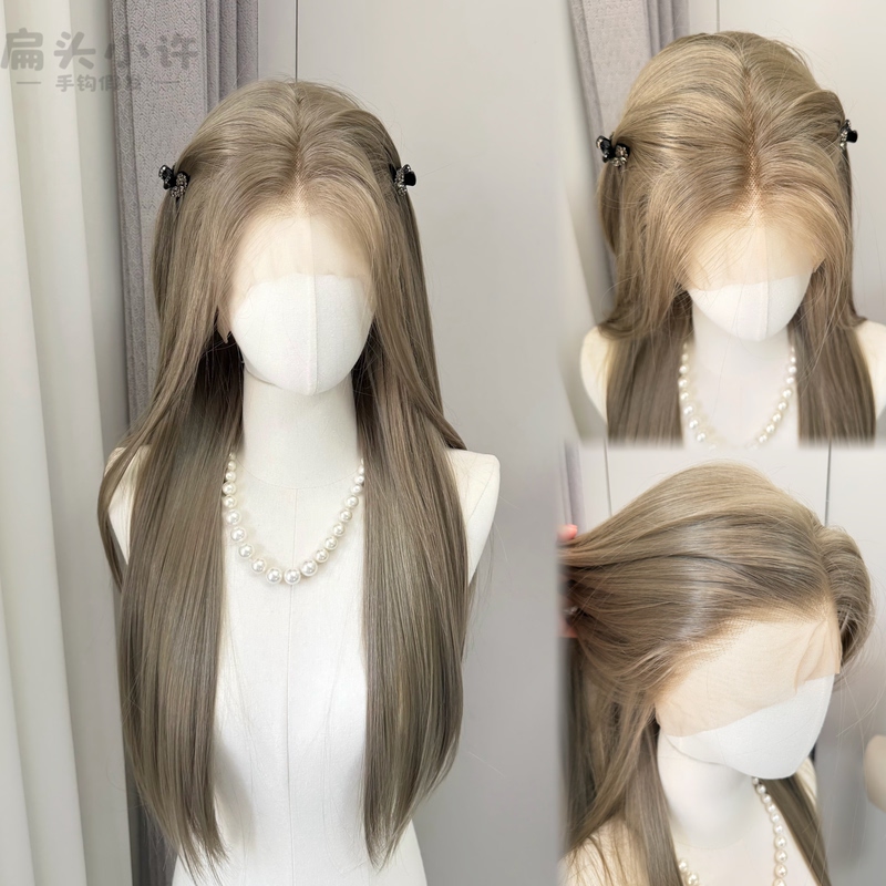 【Japanese Silk】Cool Mist Gray! Japanese-Style Natural Hairline Imported Silk Hand-Crocheted Lace High-Temperature Silk Wig