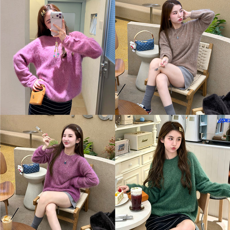 Tuan Silk Brocade | Cashmere, Mulberry Silk, and Wool Heavyweight Thickened Washed Brushed Soft-Touch Silhouette Round-Neck Sequin Sweater Tuan Silk Brocade | Cashmere, Mulberry Silk, and Wool Heavyweight Thickened Washed Brushed Soft-Touch Silhouette Round-Neck Sequin Sweater