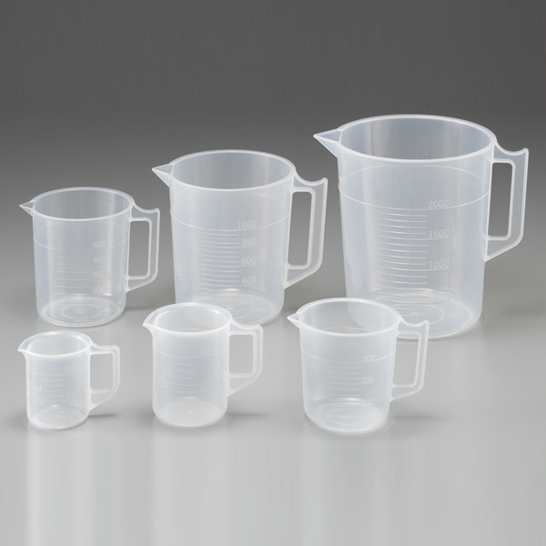 NIKKO日本PP带把手烧杯1-4622-11透明塑料量杯100ml-5000ML