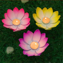 1 PC Outdoor Floating Lotus Candle Holder Light Pool Pond Ga