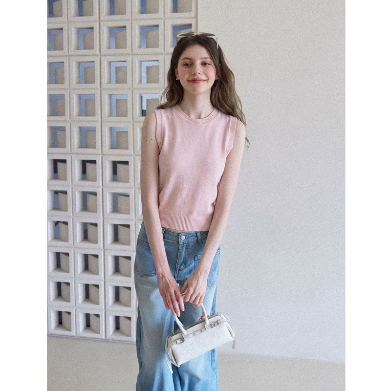 Umoneone Simple Style Pink Round Neck Sleeveless Vest for Women 2026 Summer Loose Webbing Everyday Outerwear Top Umoneone Simple Style Pink Round Neck Sleeveless Vest for Women 2026 Summer Loose Webbing Everyday Outerwear Top