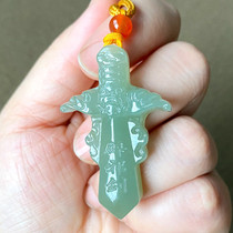 Xinjiang and Tian Yuqing Water color Baojian sword men and womens same cross treasure sword necklace pendant jade jade pendant