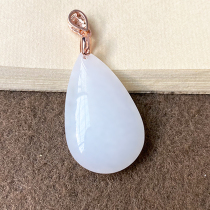 And Tian Jade Goat Fat White Jade Drop Shaped Pendant Woman pendant 925 pure silver hanging chain Mom gift jade jade pendant