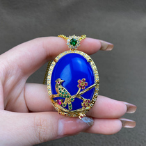 Blue jade medullary sweater chain pendant s925 silver inlaid with joy raised eyebrows Egg Pendant Womens Jade Pendant Necklace Jade Pendant