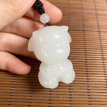 Xinjiang and Tian Bai jade seed stock raw Xiao Niu jade cartoon jade pendant this year with small pendant cute and cute female section