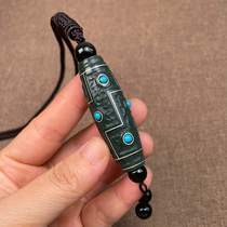 And Tian Yuseed stock Qingyu Jiueyu Beads Pendant National Wind Green Pine Stone Pendant Sweater Chain Woman Gold And Silver Wrong