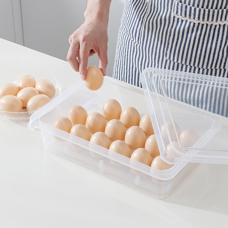 Japan Home Plastic Fridge Egg Containing Box Can Superimpose Thick Egg-Rectangular Shockproof Egg Gg Preservation Box