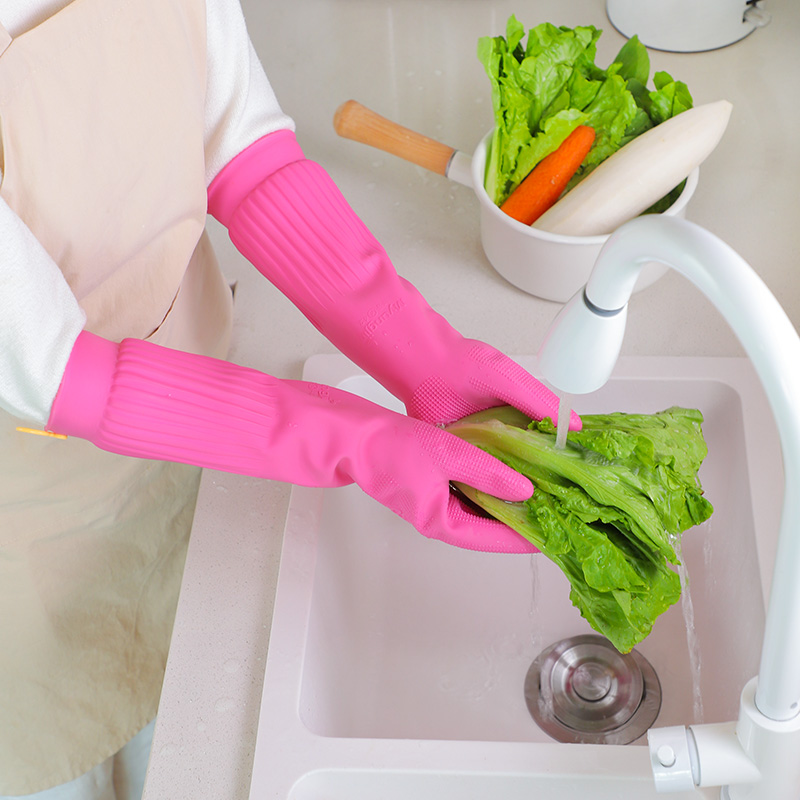 South Korea imported rubber housework gloves brush bowl floor latex gloves thickened and lengthened dishwashing gloves