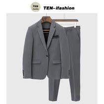 Mens suit suit suit British style slim groom wedding dress Korean suit jacket male business professional dress